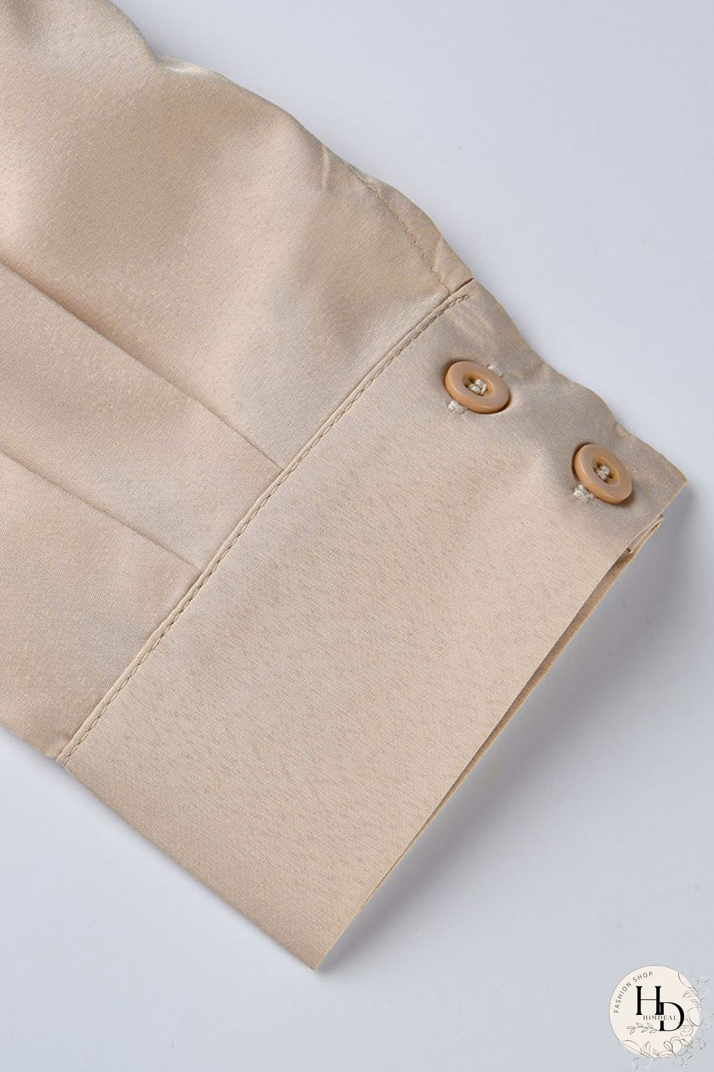 Khaki Casual Solid Patchwork Buckle Turndown Collar Tops