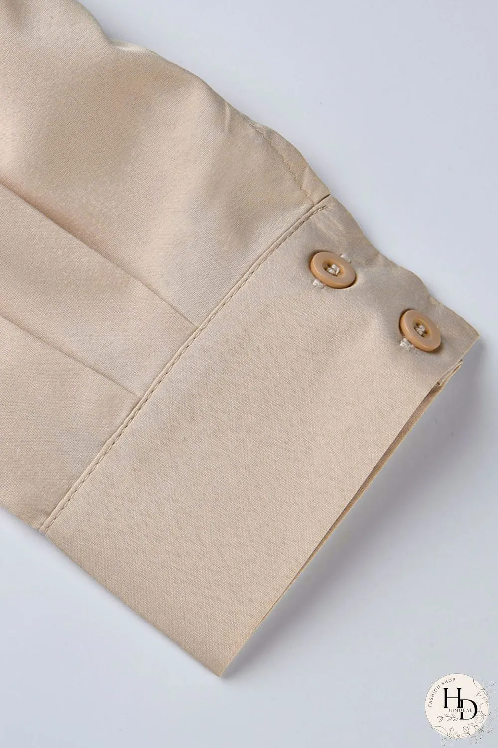 Khaki Casual Solid Patchwork Buckle Turndown Collar Tops
