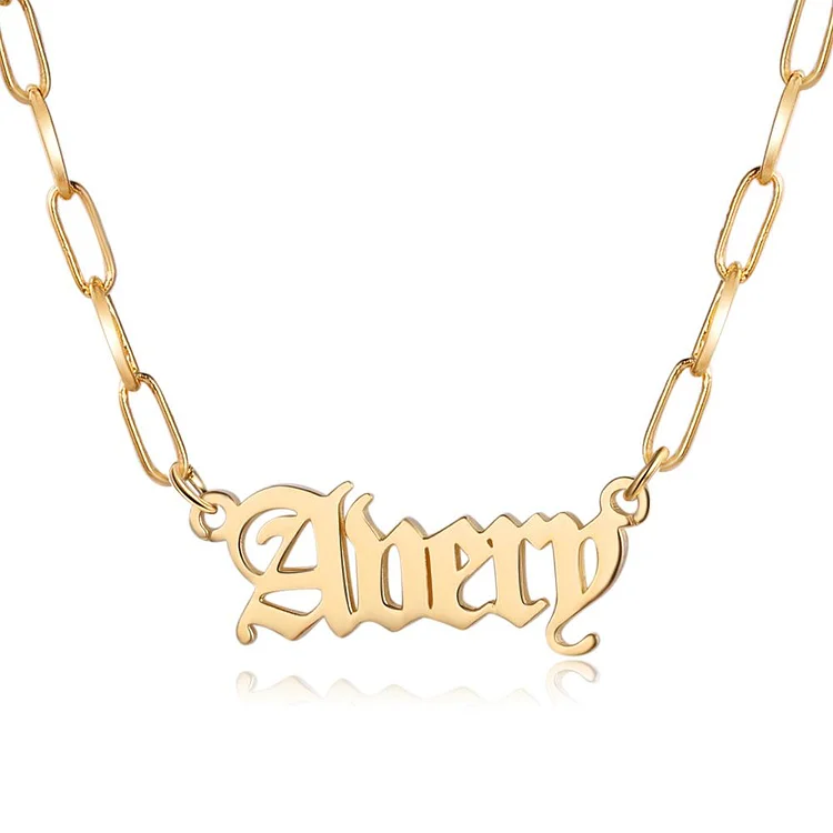 Old English Name Necklace Personalized Name Necklace