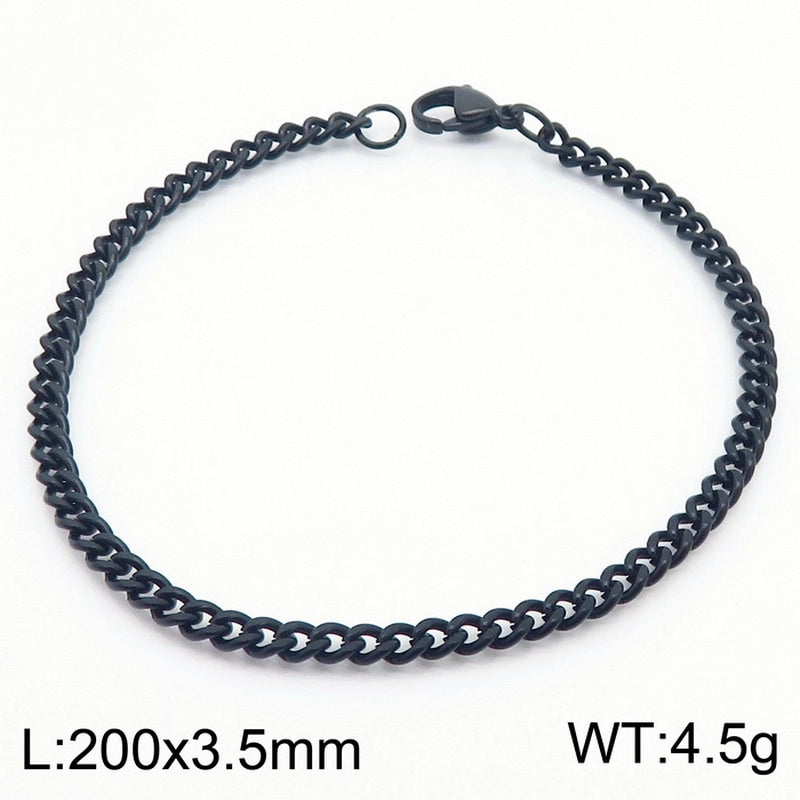 Stainless Steel Personality Fashion Trend Simple Two-Side Grinding Cuban Link Chain Bracelet Accessories