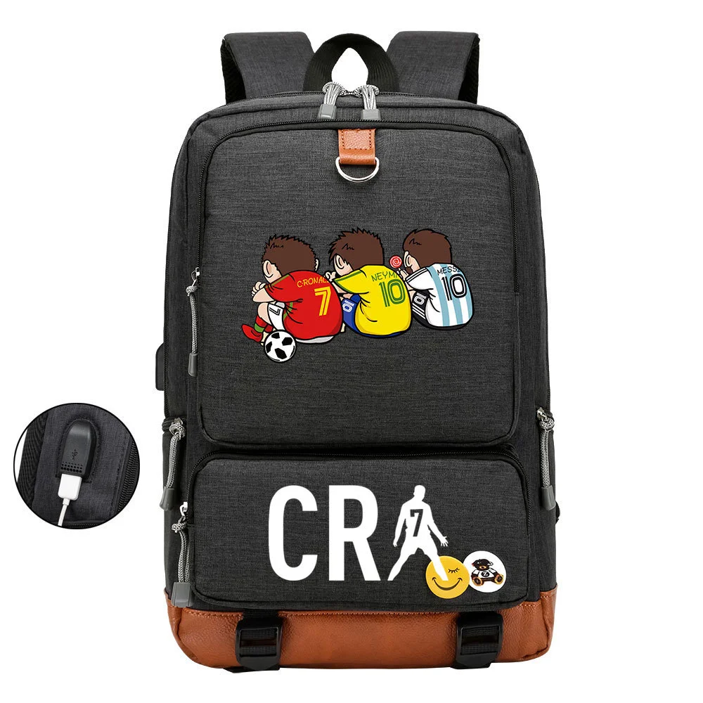 Buzzdaisy Get Sports-Ready with Cristiano Ronaldo Printed Multi-Storage Backpack w/ USB and Laptop Space