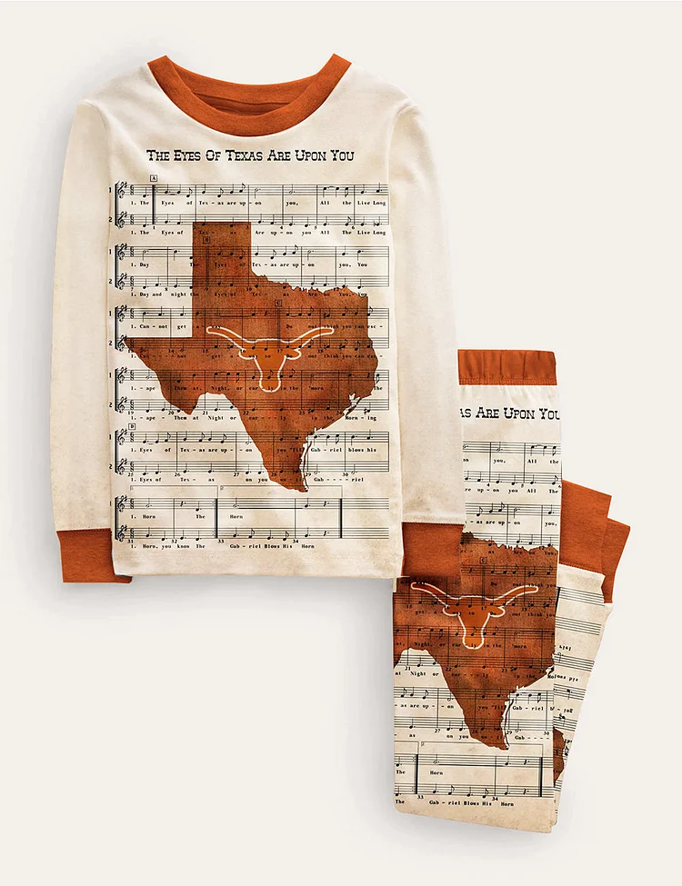 Kid's University Of Texas Longhorns Football Song Sheet Pajama Set