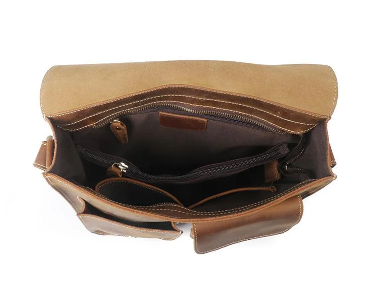 Vintage Handmade Leather Crossbody Messenger Bag