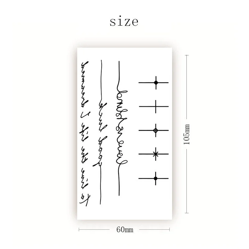 Temporary Tattoo Stickers Sexy Cross English Alphabet Line Fake Tatto Waterproof Tatoo Hand Leg Belly Small Size for Women Men