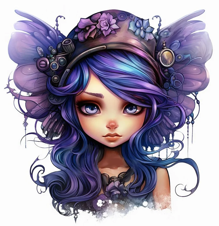 Steampunk Butterfly Angel Girl 11CT Stamped Cross Stitch 50*50CM