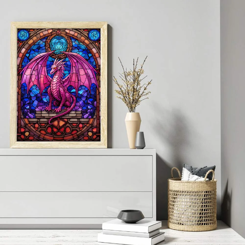 DIY Stamped Cross Stitch 14CT Full Embroidery 40*55cm - Glass Painting-Pterosaur