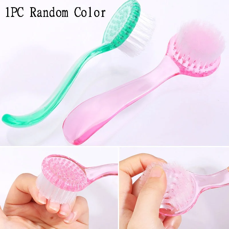 1PC UV Gel Drawing Brushing Nail Brush Cleaning Remove Dust Powder Plastic Cleaner Nail Art Manicures Care Tool Random Color
