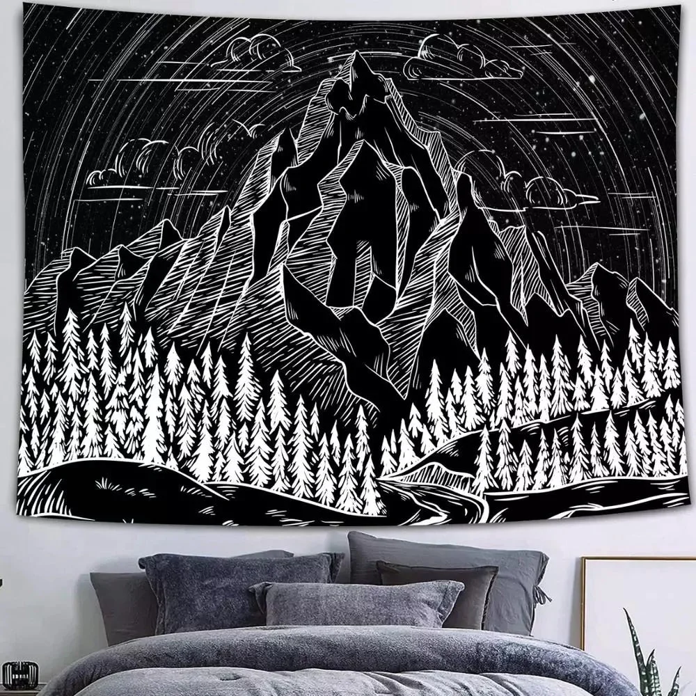 Psychedelic Galaxy Tapestry Nebula Mountains Galaxy Artwork Japanese Wildlife elk Boho Manga Wall Hanging Dorm anime tapestry