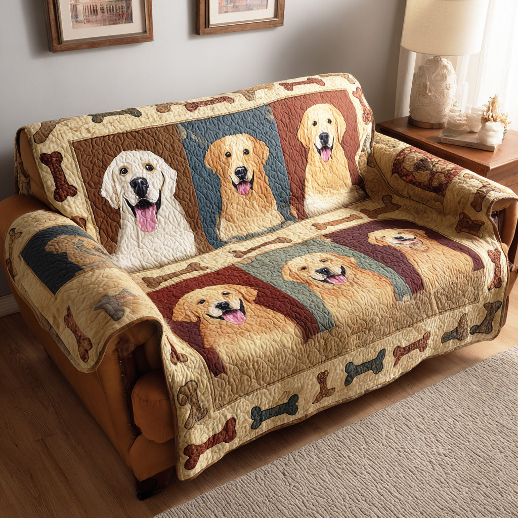 Classic Golden Quilted Sofa Cover NCU0TD2169 everthome