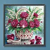 Rosenrote Korbblume speziell geformte 5D-DIY-Teilbohrer Diamanten Punkte, Edelsteinkunst-Kits f&uuml;r Erwachsene, Anf&auml;nger, Wohnraumdekoration, Diamanten,