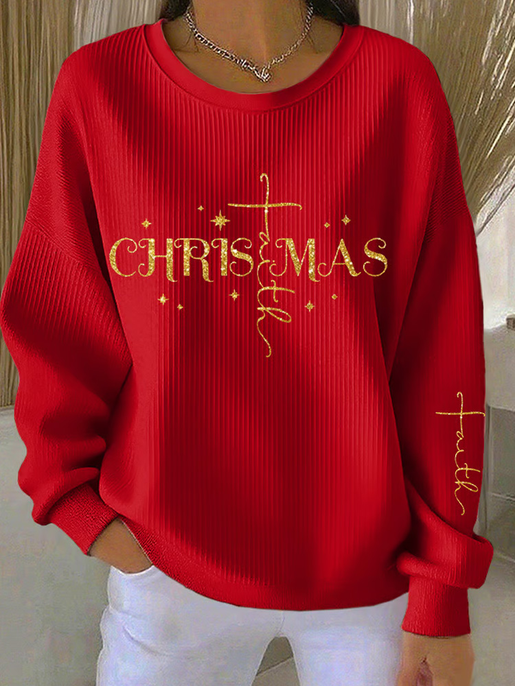 Women's Casual Christian Christmas Print Sweatshirt wearshes