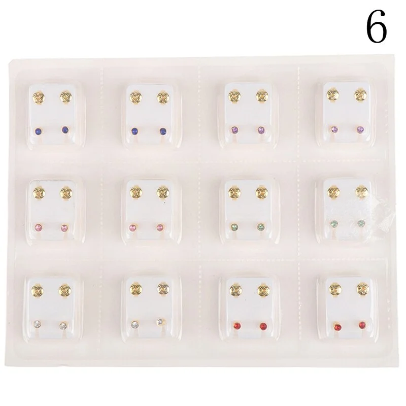 12Pairs Surgical Steel Ear Studs Earrings Set Medical Earrings Piercing Tool Kits Women Jewelry Piercing Stud Earring