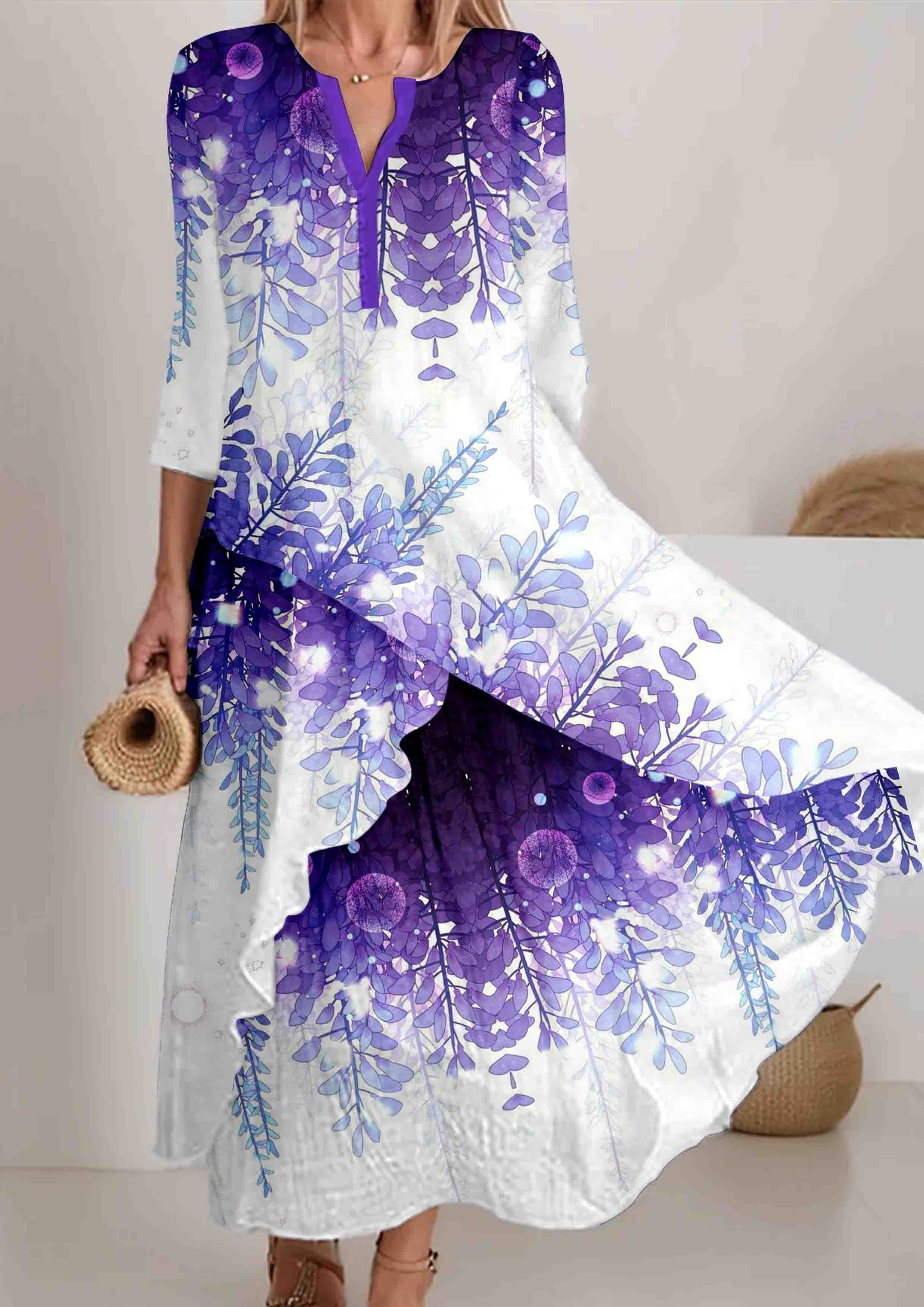 Women's Artistic Splash Pattern Flowing Dress