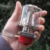 Lightweight Outdoor Gas Lantern Mini Camping Portable Aluminum Gas Lantern Hanging Glass Lamp Lighting Heating High Brightness Gas Lamp with Adapter and Hanging Chain