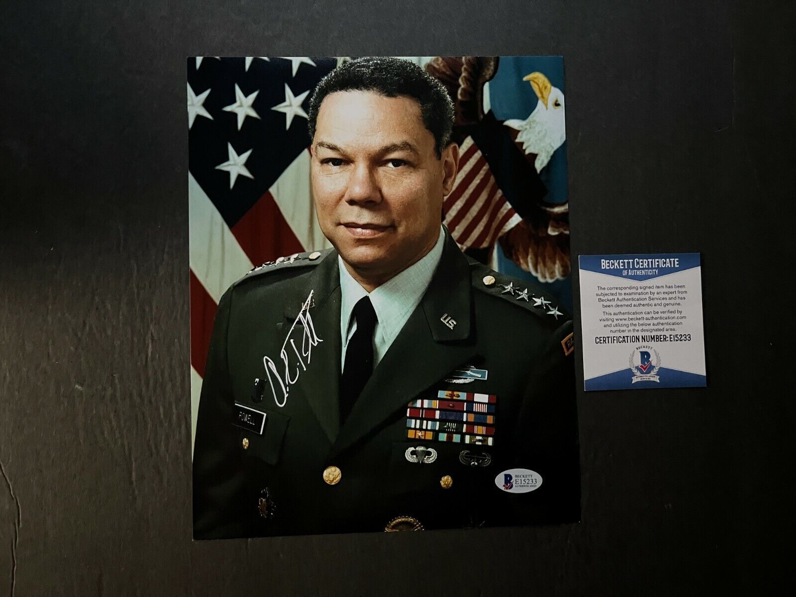 Colin Powell Rare! signed autographed Secretary Bush 8x10 Photo Poster painting Beckett BAS Coa