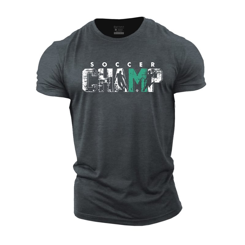 Cotton Soccer Champ Graphic Men's T-shirts tacday