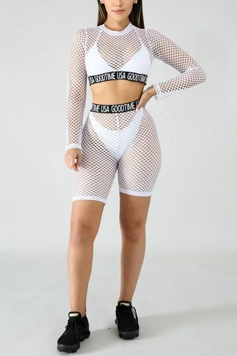 Sexy Perspective  Long Sleeve  Two-Pieces Set