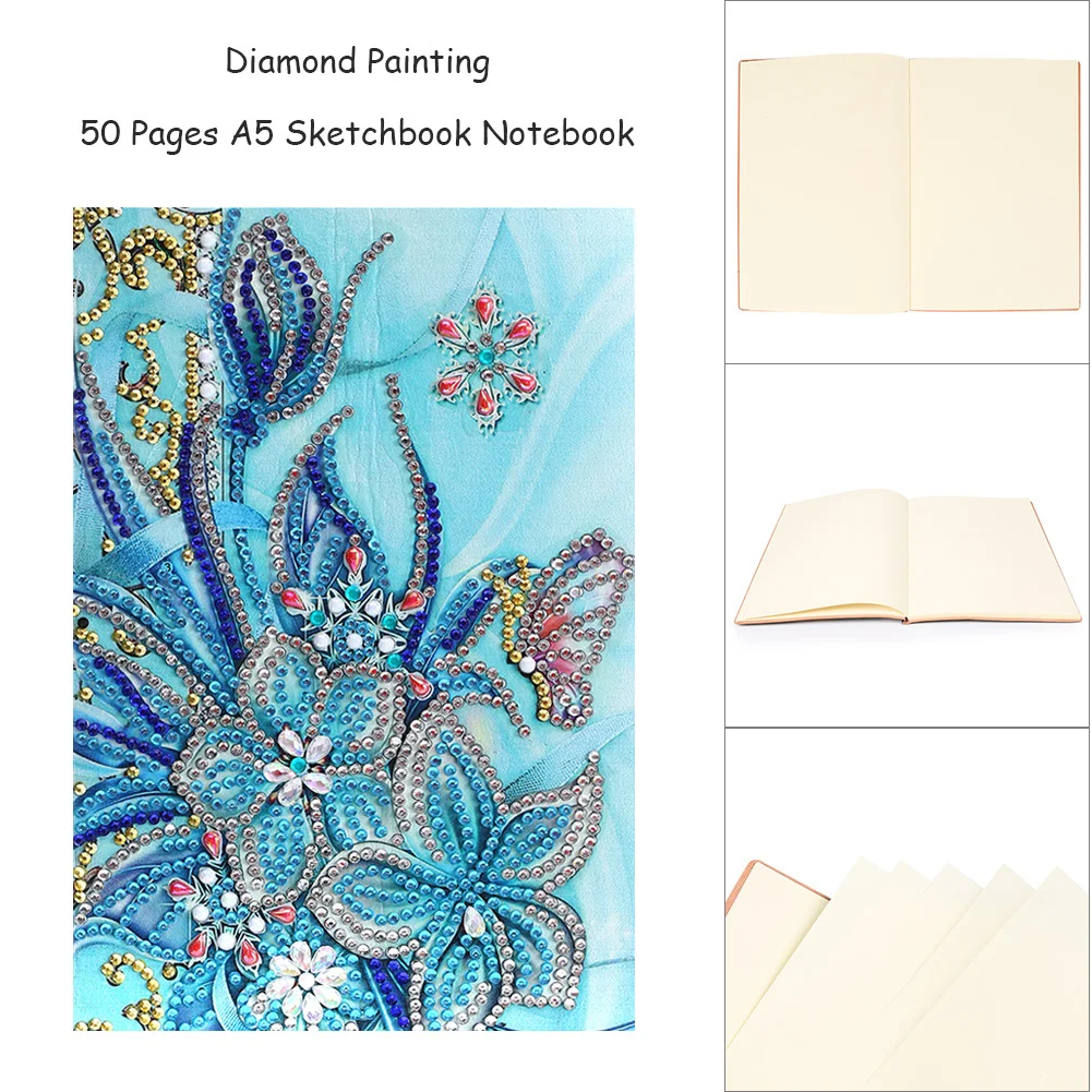 DIY Notebook - Diamond Painting - 50 Pages A5 Flower Notebook Sketchbook【No Strip】