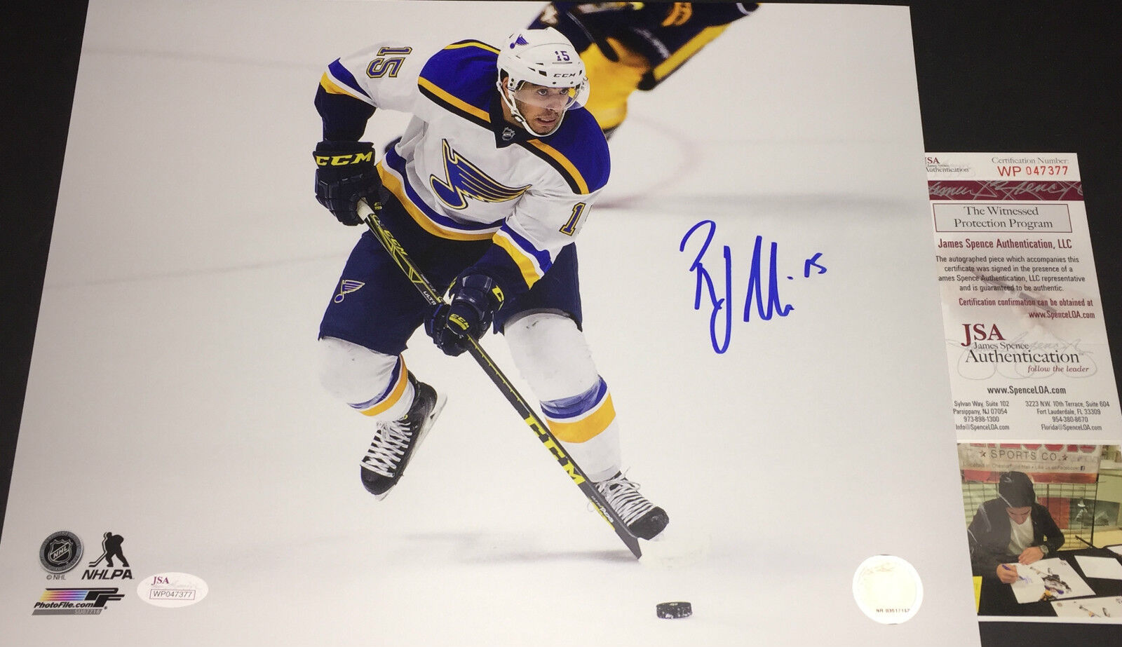 Robby Fabbri St Louis Blues Autographed Signed 11x14 Photo Poster painting JSA WITNESS COA White