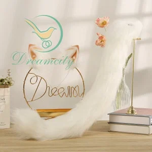 pornhint Pornhint White kitten ears and white cat tail - plugs can be added as sex toys - ears and tail of cosplay - headdress of lolita -live broadcast props