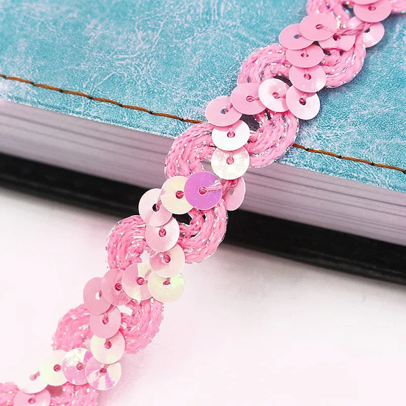 5Meters 1.5cm Loose Round Flat Sequins Laser Giltter Paillettes Sequins for Crafts Sewing on Cloth Accessory Sequin Trim