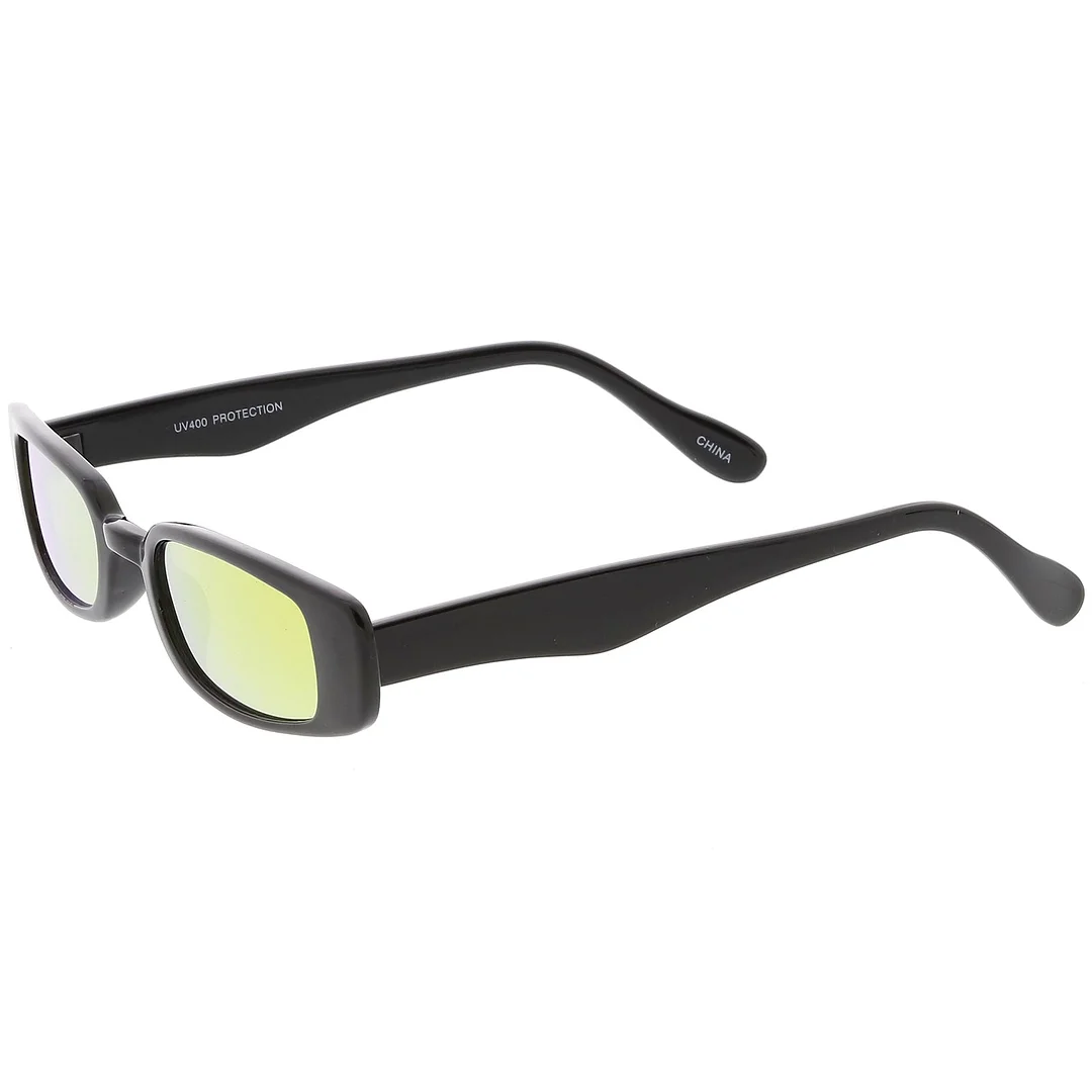 Extreme Thin Small Rectangle glasses Mirrored Lens 49mm