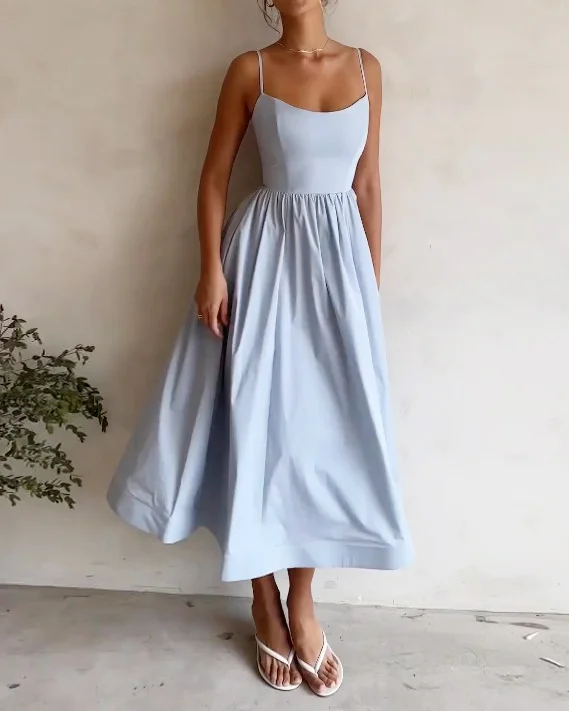 Sleeveless tank top solid color dress