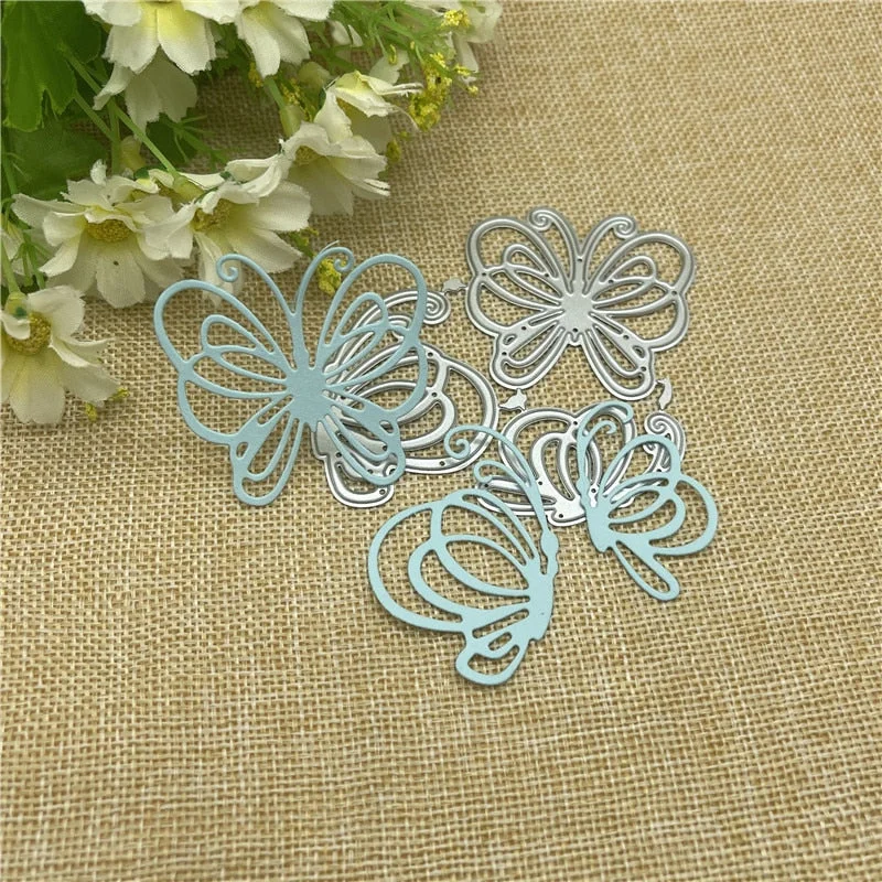 Three Butterfly lace card  Metal Cutting Dies Stencils For DIY Scrapbooking Decorative Embossing Handcraft Die Cutting Template