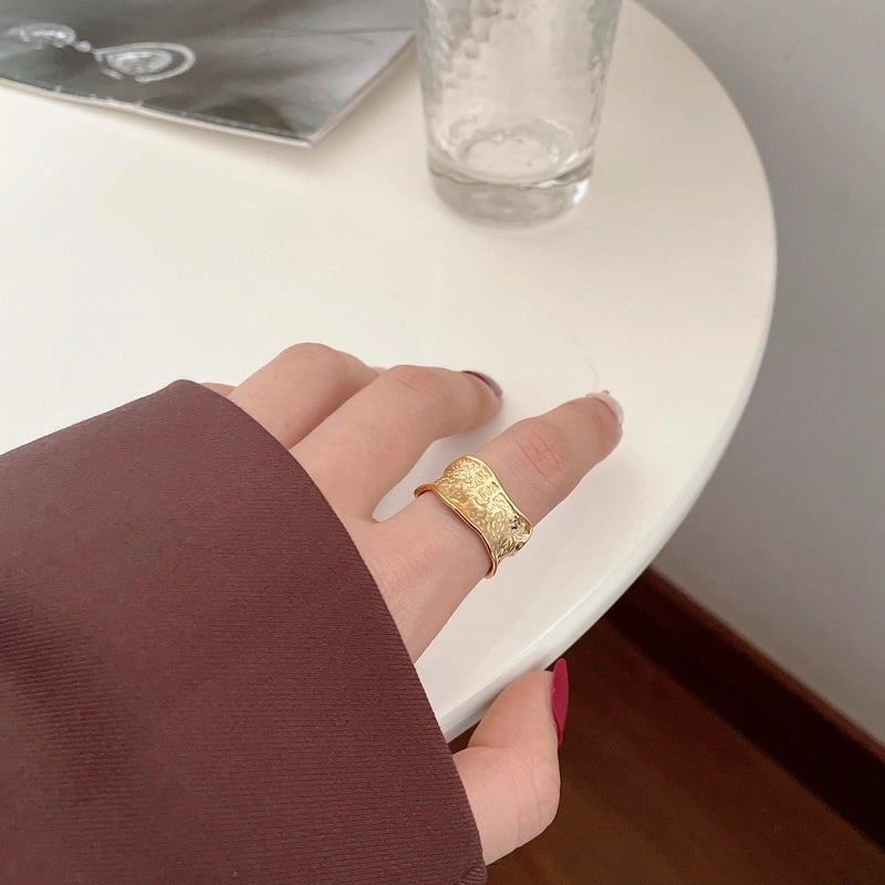 18K Gold Plated Silver Plated 925 Sterling Silver Irregular Solid Color Wide Band Rings Open Rings Rings