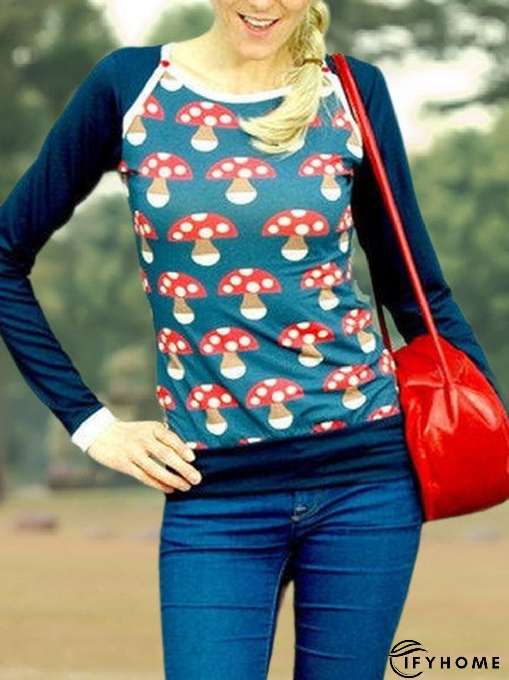 Printed Casual Loose Crew Neck Causal Top | IFYHOME