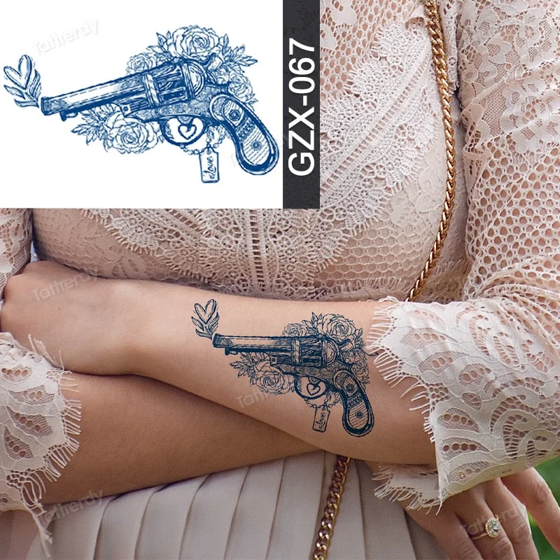 Juice Ink Natural Tattoo Water Transer Long Lasting Blue Semi-permanent Temporary Tattoos Small Hand Sleeve Armband Painting