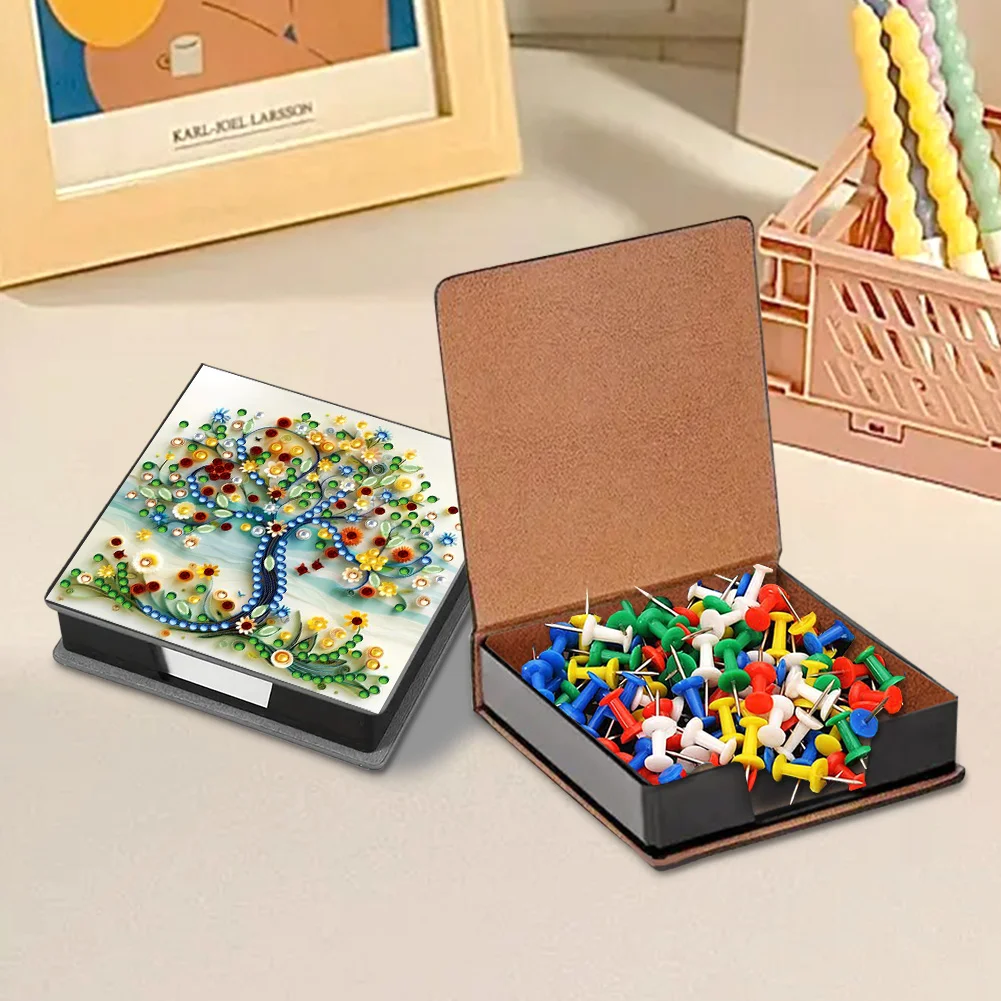 PU 5D Diamond Painting Kit Note Box DIY Diamond Art Notepad Box (Tree B)