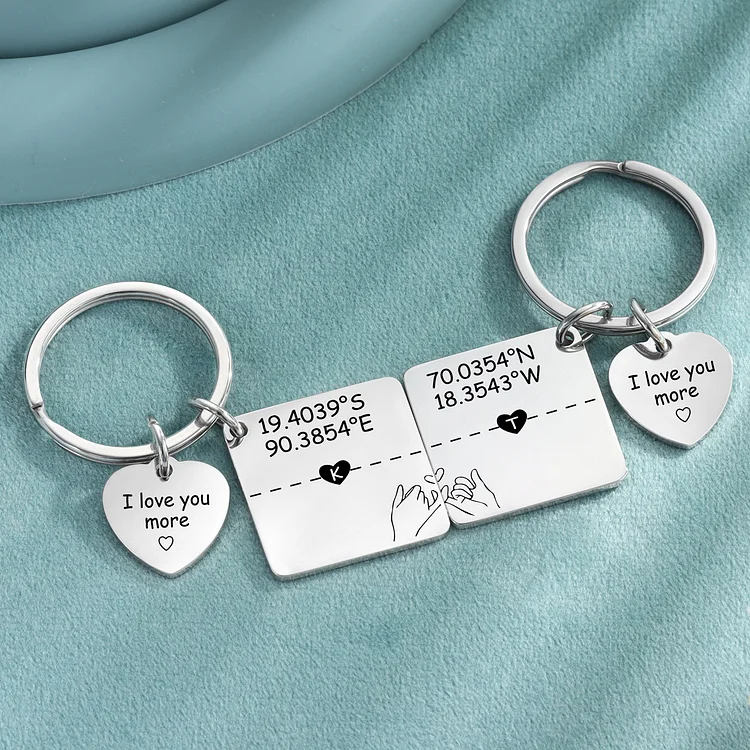 Personalized Couple Keychain Set Engrave Calendar Heart Matching Couple Gifts