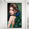 (40*70cm)Peacock Girl - Full Round Drill Diamond Painting