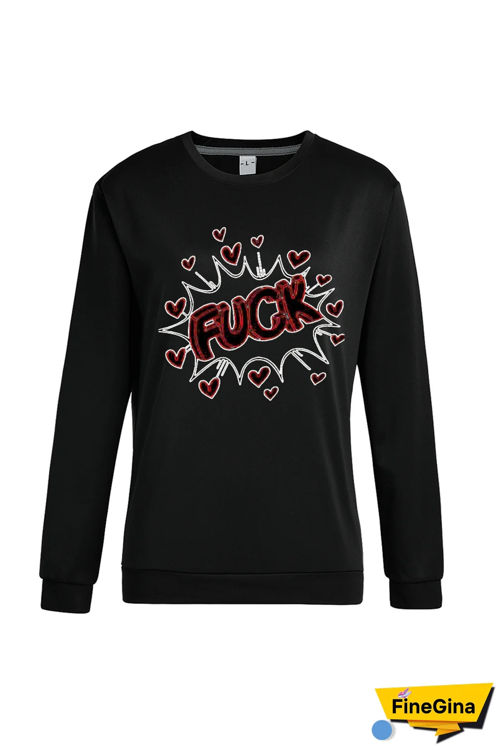 Blue Street Print Letter O Neck Tops