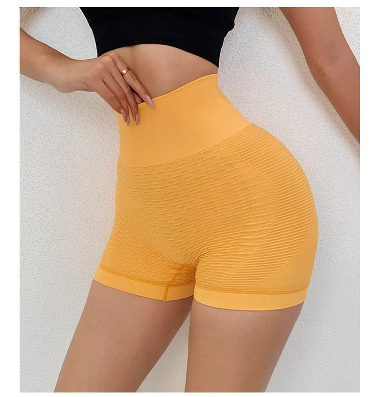 CHRLEISURE Summer Womens High Waist Shorts Sexy Fitness Shorts Quick-Drying Female Solid Color Skinny Workout  Shorts