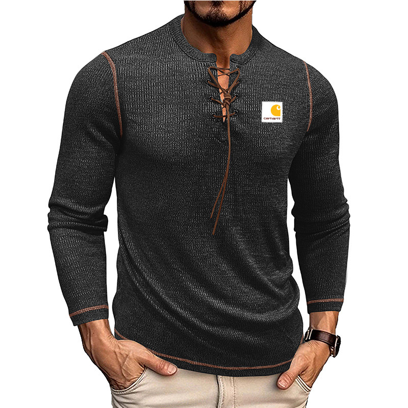 Men's Crew Neck Drawstring Eyelet Shirt