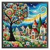 Glass Painting Colorful House-11CT Stamped Cross Stitch 50*50cm/19.69*19.69in tapestrymarket