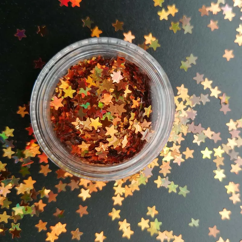 3mm Sequins DIY Flat Five-pointed Star Moon Sequin Paillettes Sewing Craft DIY Laser Silver Nail Sequin Accessories Decorations