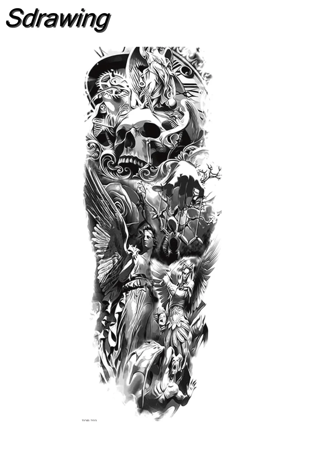 Sdrawing Tattoo Dragon For Men Waterproof Sleeves Angel Tiger Snake Animal Stickers Waterproof Temporary Tattoos Skeleton Hand 521-1