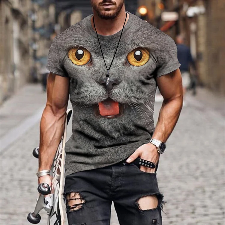 Cats Printed Summer Short Sleeve Men's T-Shirts at Hiphopee