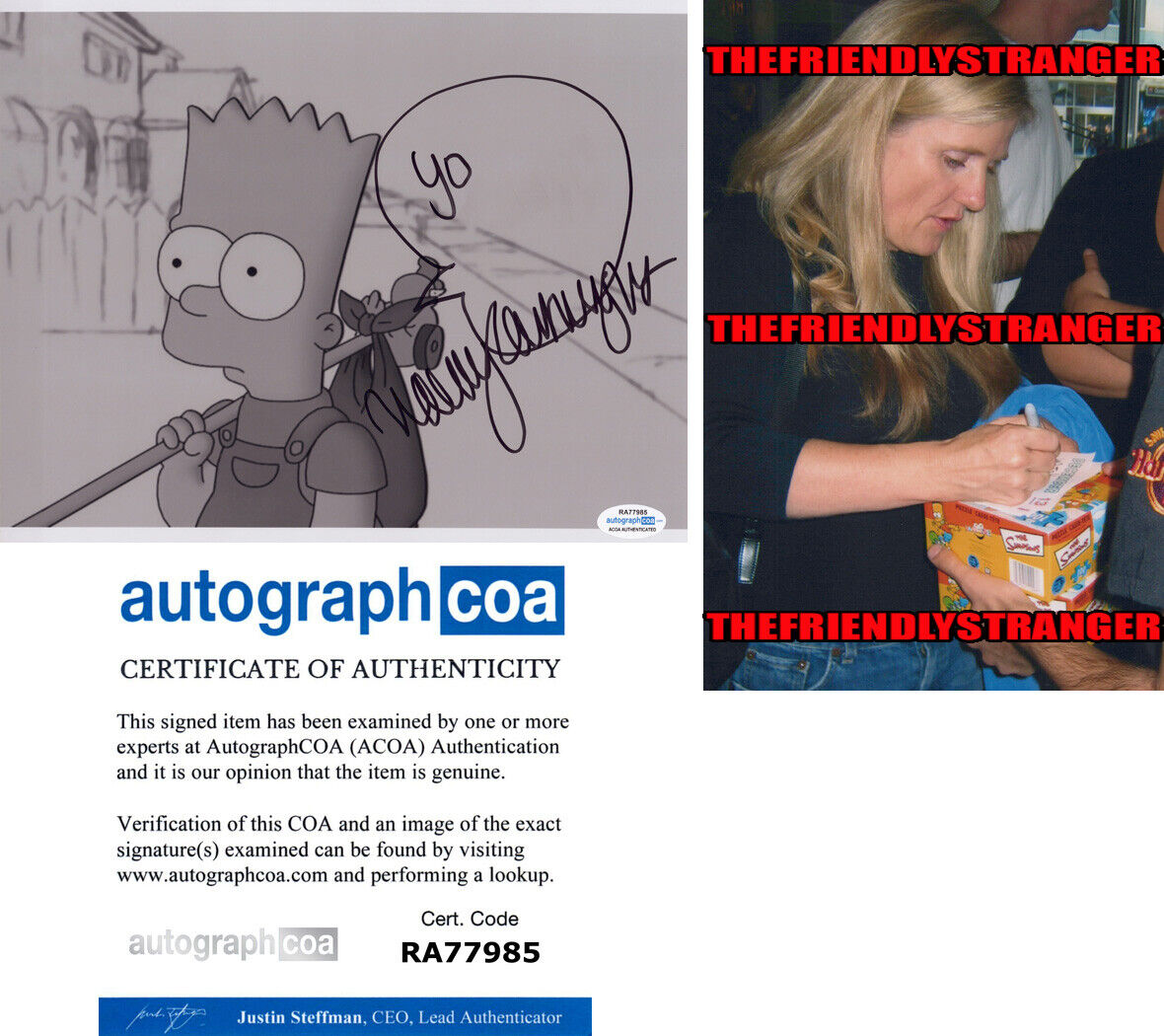 NANCY CARTWRIGHT signed Autographed THE SIMPSONS 8X10 Photo Poster painting - Bart Simpson ACOA