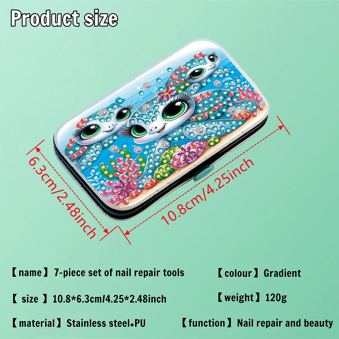 Sea Turtle Diamond Painting Nail Art Bag Set Includes 7 Professional Tools