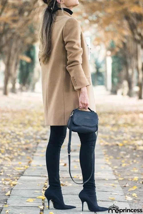 High Collar Button Pocket Coat