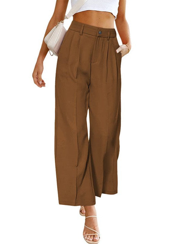 Chic High Waist Wide Leg Trousers In Various Colors - Comfortable, Slim Fit Pants For Women