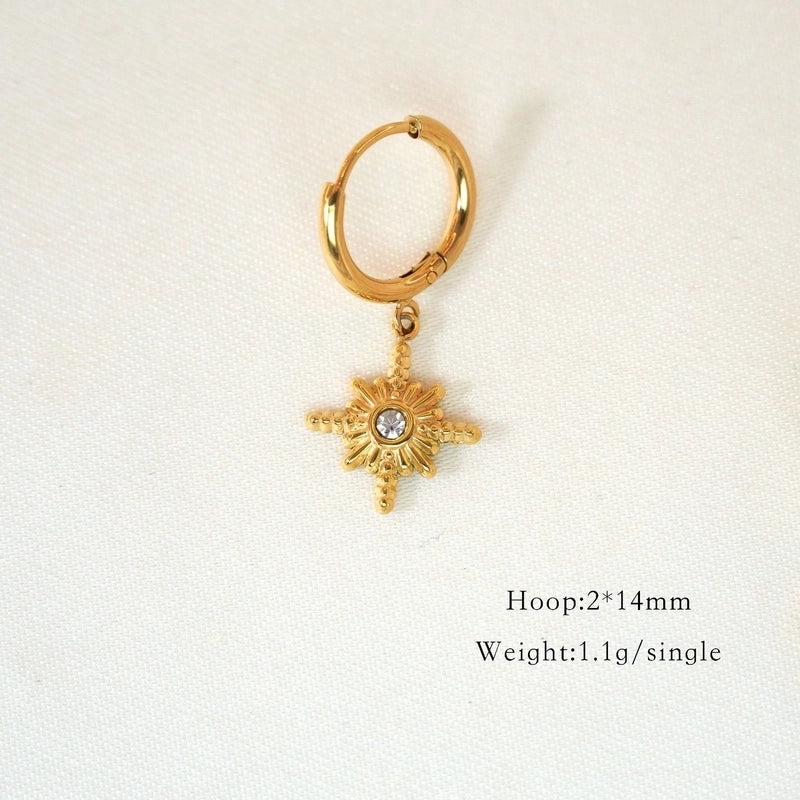 1 Pair Minimalist Cross Devil’s Eye Moon 304 Stainless Steel Drop Earrings