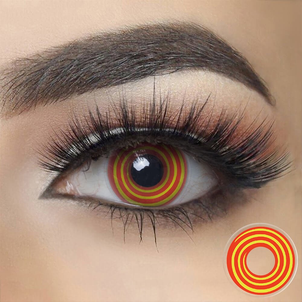Yellow Red Spiral Halloween Cosplay Contacts