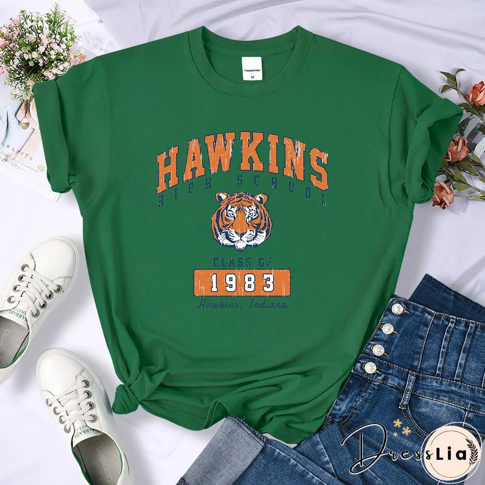 Hawkins High School Class Of 1983 Womens T-Shirts Breathable Casual Tshirt Cute Harajuku Short Sleeve Fashion T Shirts Female