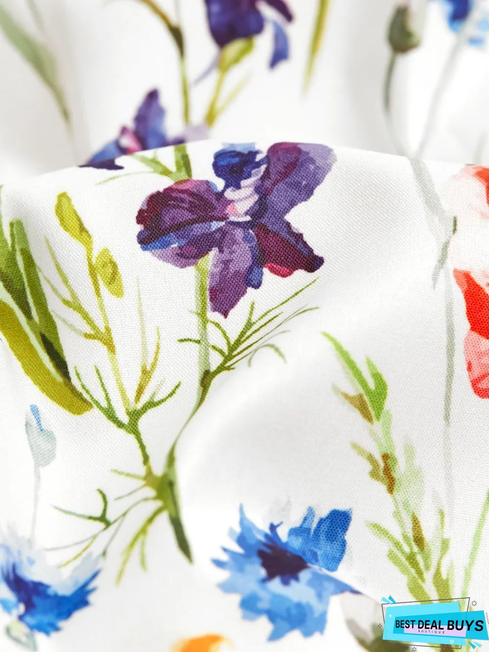 Floral Loosen Casual Short Sleeve Woven Dress