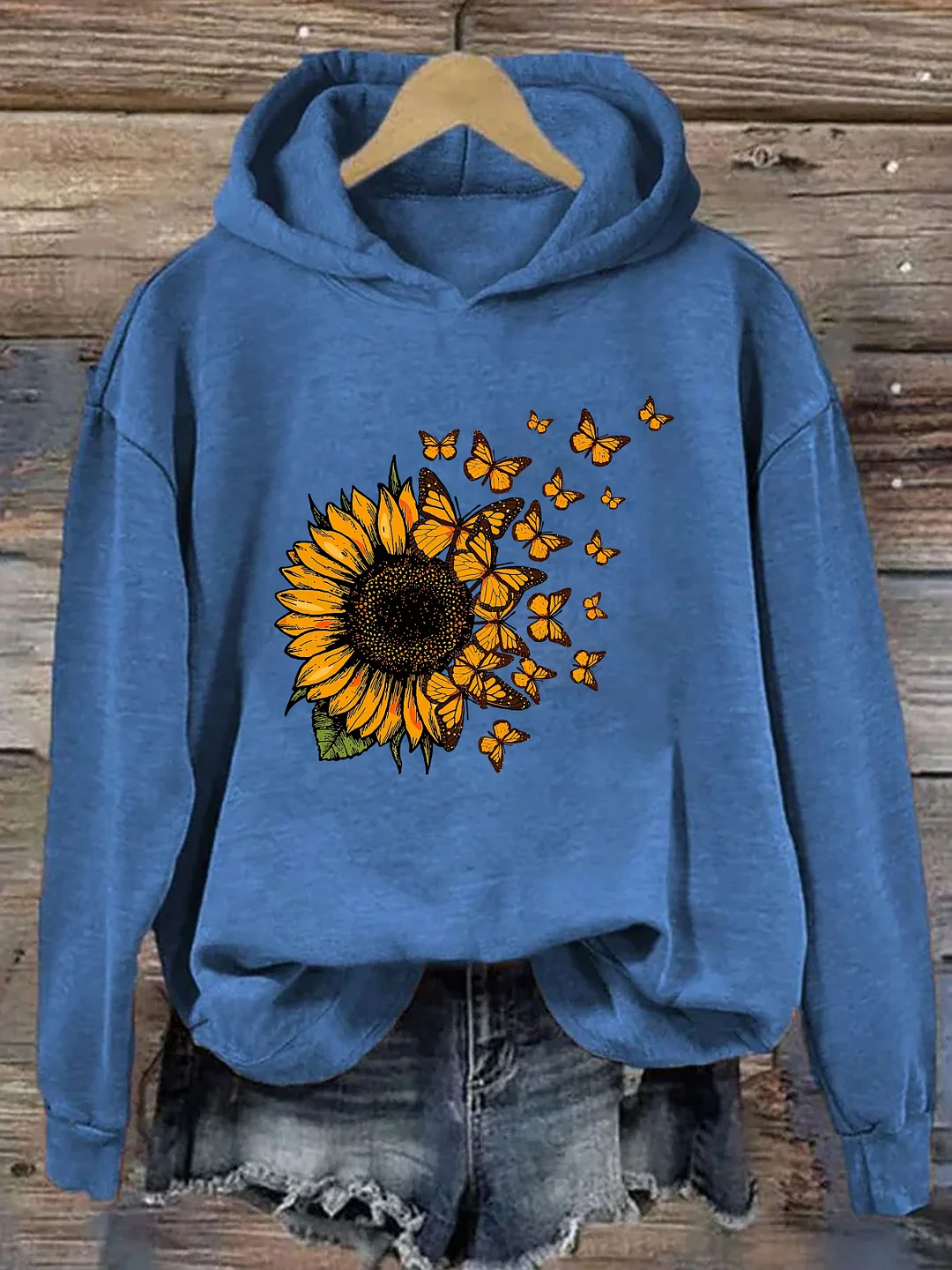 Beautiful Sunflower And Flying Butterflies Hoodie